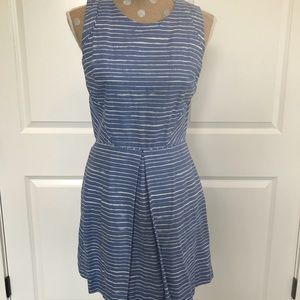 Gap Cotton Blue and White Front Pleat Dress